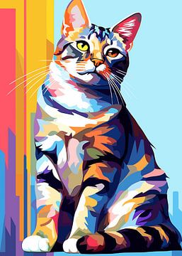 Chat Animal WPAP Pop Art sur Qreative