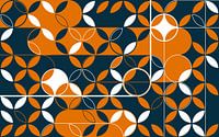 Retro design in oranje en Pruisisch blauw