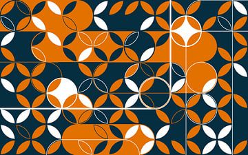 Retro Design in orange and prussian blue by Mixed media vector arts