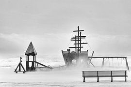 speelplein op het winderig strand van it's a Boone thing