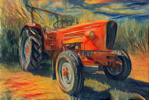 Tracteur Güldner dans le style d'Edvard Munch