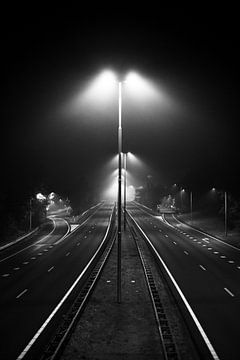 Monochrome Midnight Motorway by Tom Derwort Photography