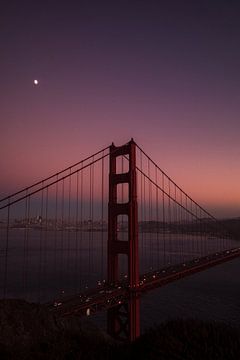 Moon over Golden Gate bridge by Piotr Snoch