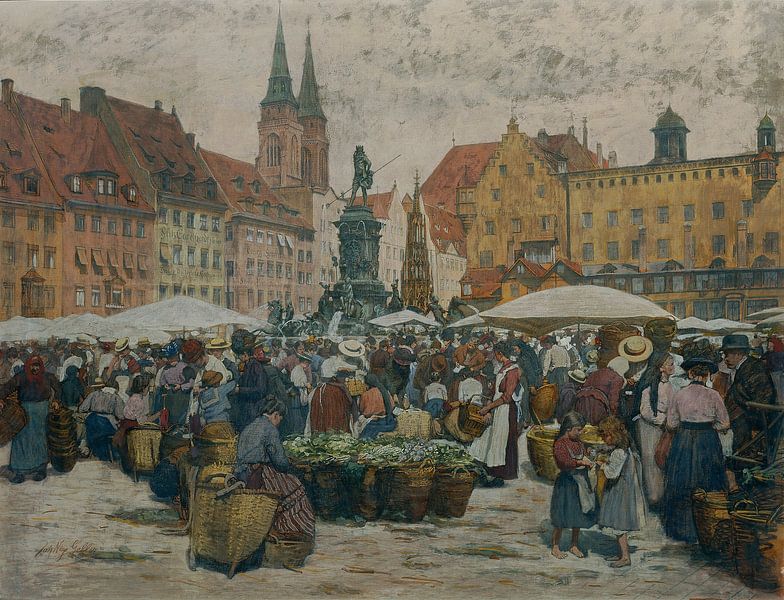 Johann Nepomuk Geller, Markt in Nürnberg, 1895 von Atelier Liesjes