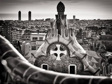 Zwart-wit fotografie: Barcelona Skyline / Park Güell van Alexander Voss