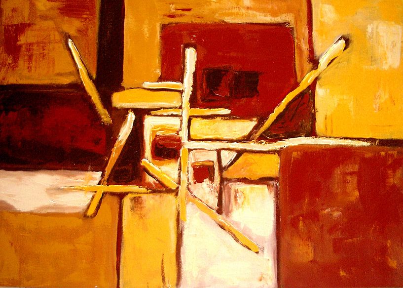 Abstract geel en bruin par Lorette Kos