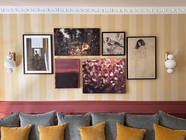 Photo de nos clients: Peinture abstraite aux couleurs néon. Gris, rose, brun. par Dina Dankers, sur toile