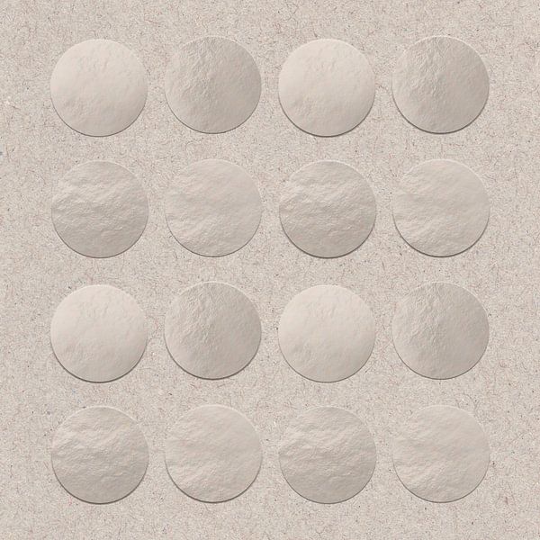 Abstract geometric shapes in silver on beige by Dina Dankers