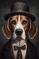 Ein Beagle mit Hut, Tierposter