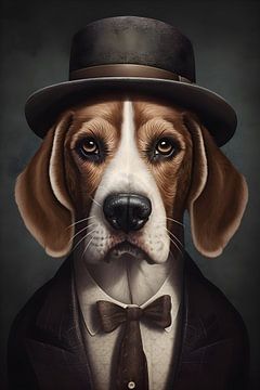 Een beagle met hoed, dieren poster van ArtfulAurora