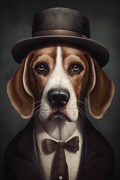Ein Beagle mit Hut, Tierposter von ArtfulAurora