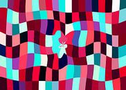 Cuby Club Pinks (Modern Vlakkenpatroon in rood en turquoise)) van Caroline Lichthart thumbnail