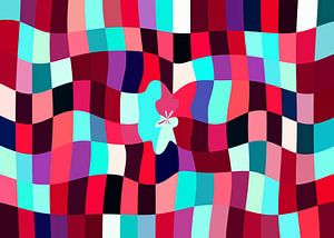 Cuby Club Pinks (Modernes flaches Muster in Rot)