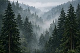 Nebel über den Tannenhängen – Mist Over the Pine Slopes von ButterflyPix