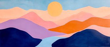 Colourful mountain landscape with sun by Poster Art Shop