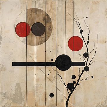 Geometrie in rood en zwart van Poster Art Shop