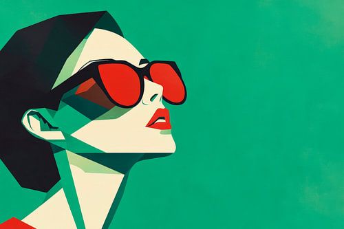 Moderne vrouw in zonnebrillen, stijl en kleur