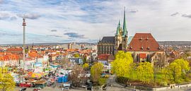 Erfurt – Domberg in spring – a panoramic view of the historic old town by Mixed media vector arts
