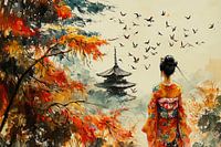 picturesque japanese art geisha