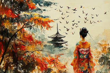 schilderachtige japanse kunst geisha van Egon Zitter