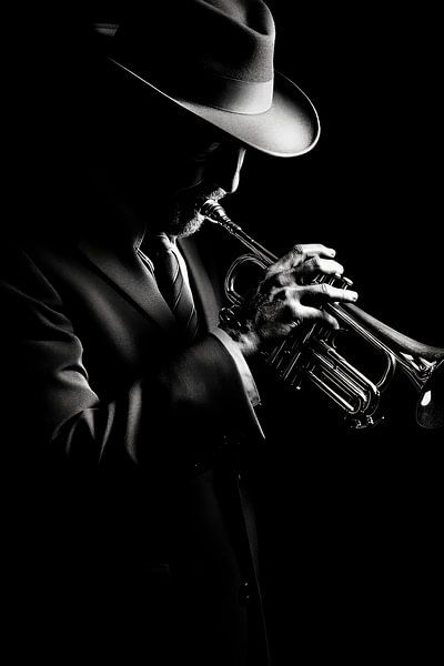 Jazzmelodie in Schwarz-Weiß von Poster Art Shop