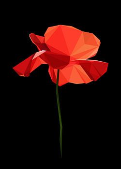 Klaproos Bloem in Abstract Lowpoly