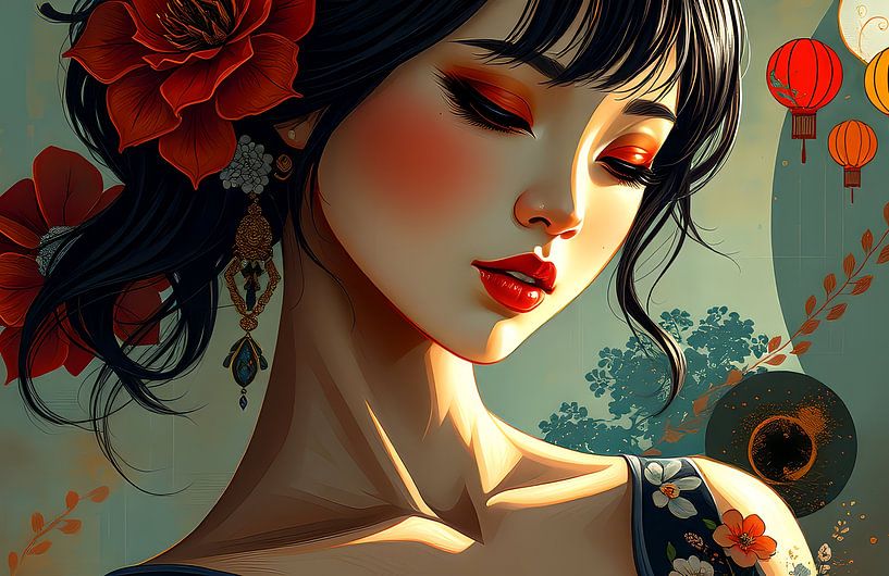 Japanese abstract art Geisha by Egon Zitter