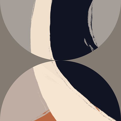 Abstracte geometrische vormen in grijs, zwart, wit.