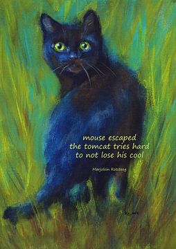 Mouse escaped schwarze Katze Haiku Englisch