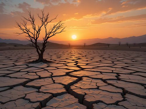 Eenzame boom in de woestijn