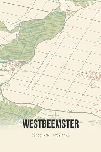 Vintage landkaart van Westbeemster (Noord-Holland)