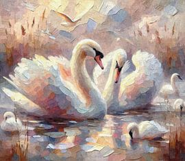 Elegante Schwäne in ruhiger Wasserlandschaft von Sabine Wagner
