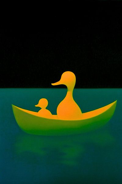Enten in Silhouette auf dem Wasser von Art & Soul Creations