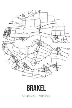 Brakel (Gelderland) | Karte | Schwarz und Weiß von Rezona