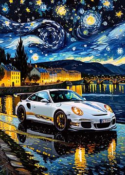 De witte Porsche 911 GT3 RS Sterrennacht 4 van MIROKKU