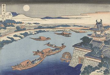 De Yodo rivier in maanlicht van Katsushika Hokusai, 1831 - 1835