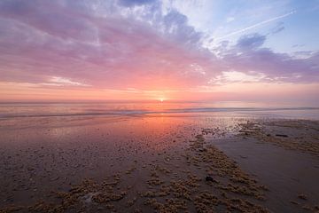 Plage au coucher du soleil sur Thijs Friederich