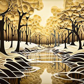 Magisch gouden bos #1 van Virgil Quinn - Decorative Arts