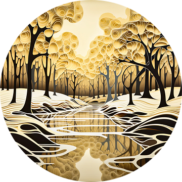 Magisch gouden bos #1 van Virgil Quinn - Decorative Arts
