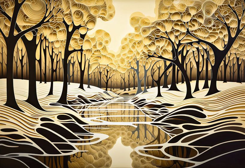 Magical Gold Forest #1 by Virgil Quinn - Decorative Arts