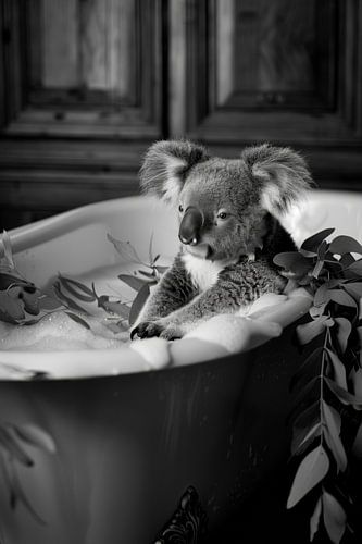 Ontspannen koala in de badkamer - een charmante badkamerfoto voor je toilet