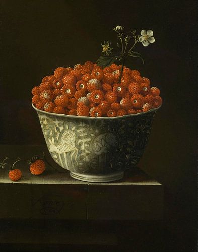 Wilde aardbeien in een Wan Li Bowl, Adriaen Coorte