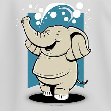 Lachende olifant cartoon van Harvey Hicks