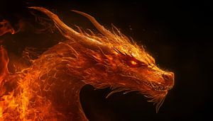 Dragon in fire panorama