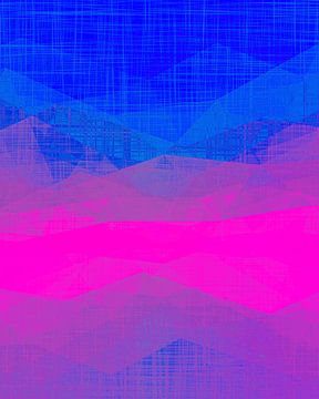Brouillard matinal un pop art moderne expressionniste en bleu rose sur FRESH Fine Art
