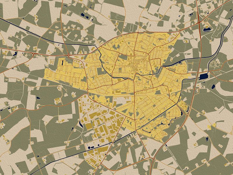 Map of Aalten in the style of Gustav Klimt by Maporia