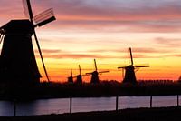 Kinderdijk bij zonsopkomst