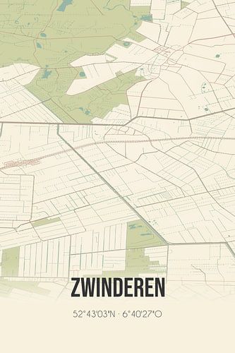 Alte Landkarte von Zwinderen (Drenthe)