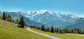 Vue du Mont Blanc depuis le Plateau de Passy, Marlioz-l'Abbaye, Haute-Savoie, France,