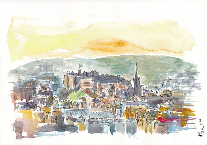Édimbourg, Écosse, vue de la ville dans le brouillard par Markus Bleichner